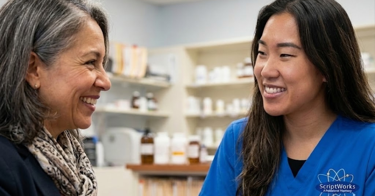 California hormone pharmacists assisting menopause patient with bioidentical hormone replacement therapy